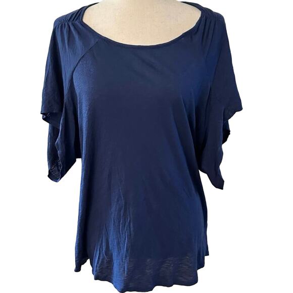 Revolve LA Made Womens Small Pullover Top Navy Blue Short Sleeve Boat Neck NWT - Picture 4 of 10